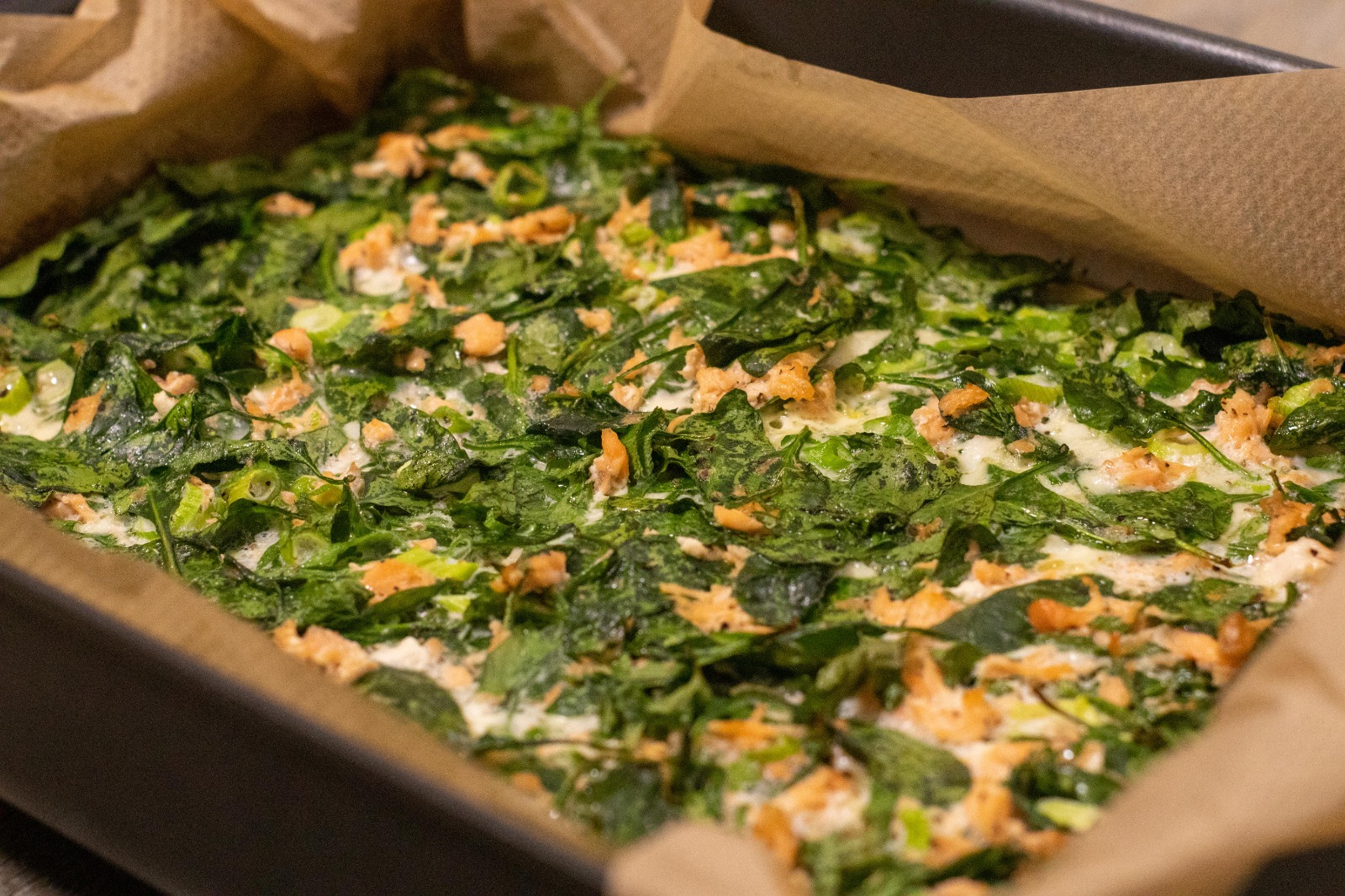 Light salmon and spinach frittata
